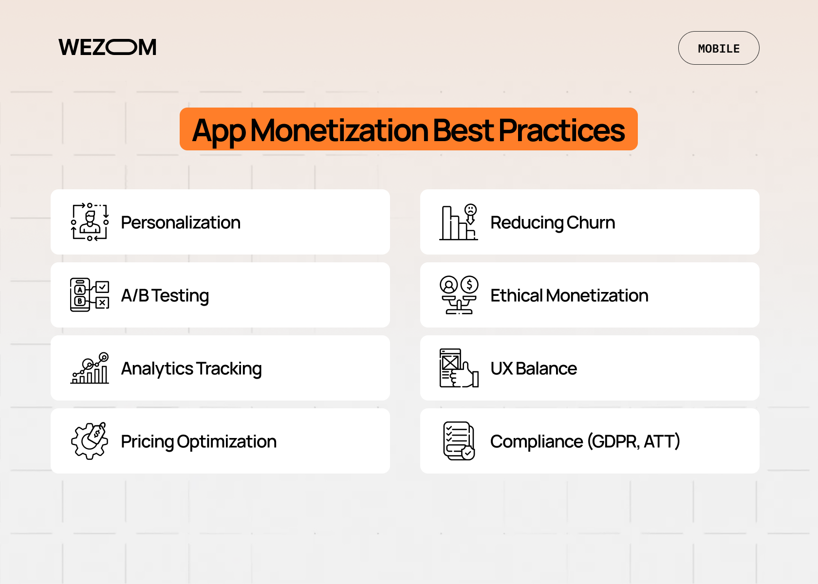 Business benefits overview highlighting app monetization best practices, process optimization, and customer loyalty growth